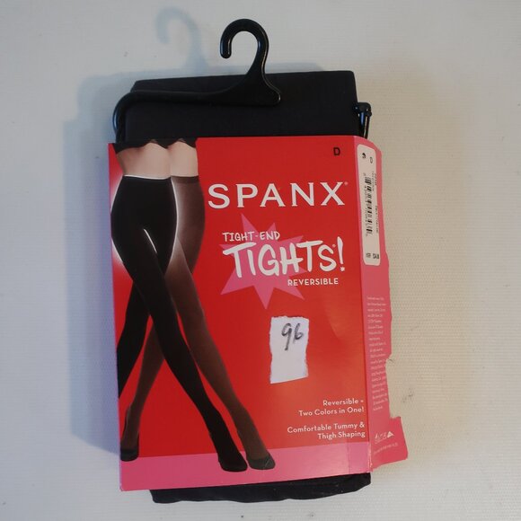 NWT Womens Spanx Black Charcoal Reversible Two Colors in One Tights Sz- D - Picture 1 of 5